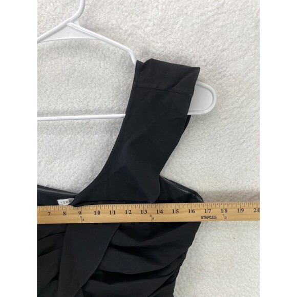 Veronica Beard One Shoulder Top Womens 10 Black Draped Ruffle Cocktail Party - Picture 5 of 9